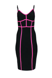 Current Boutique-BCBG Max Azria - Black & Neon Black Bodycon Dress Sz M