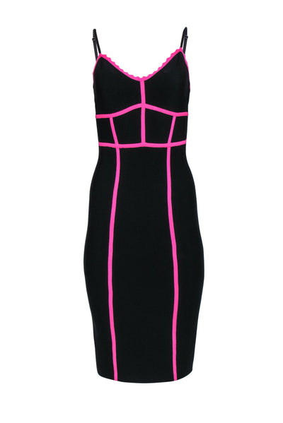 Current Boutique-BCBG Max Azria - Black & Neon Black Bodycon Dress Sz M