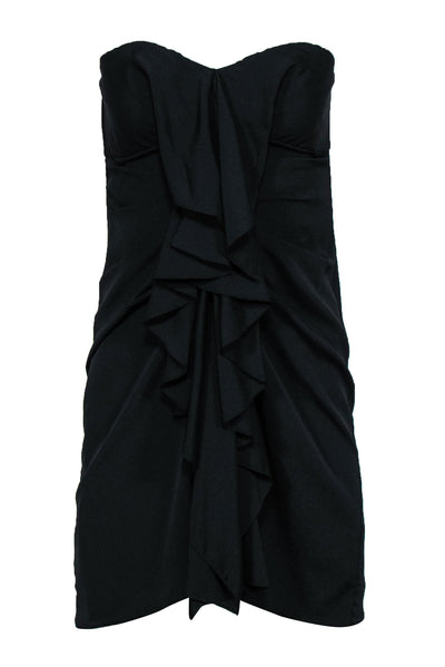 Current Boutique-BCBG Max Azria - Black Ruffled Front Bodycon Dress Sz 6