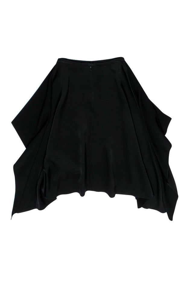 Current Boutique-BCBG Max Azria - Black Satin Midi Flare Skirt w/ Ruffles Sz XS