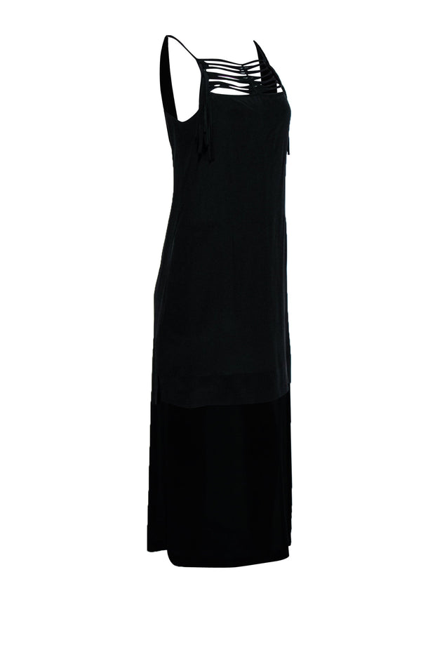 Current Boutique-BCBG Max Azria - Black Silk High-Low Dress w/ Cutout & Scoop Back Sz XXS