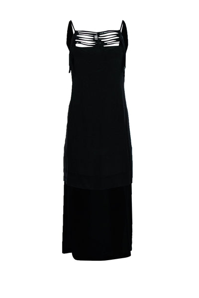 Current Boutique-BCBG Max Azria - Black Silk High-Low Dress w/ Cutout & Scoop Back Sz XXS