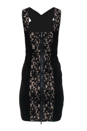 Current Boutique-BCBG Max Azria - Black Sleeveless "Claudine" Sheath Dress w/ Lace Paneling Sz 2