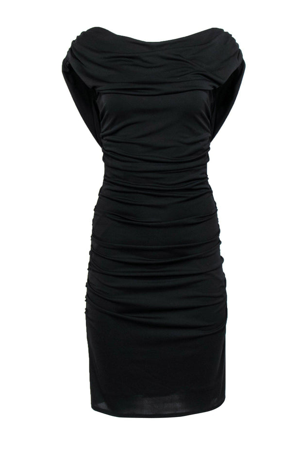 Current Boutique-BCBG Max Azria - Black Sleeveless Draped Dress Sz S