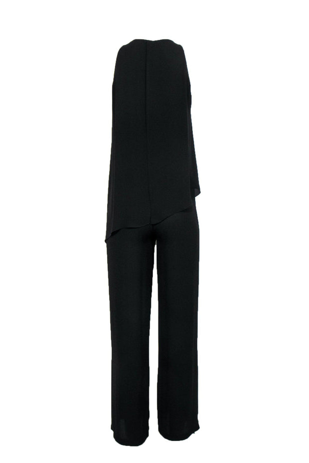 Current Boutique-BCBG Max Azria - Black Sleeveless Wide Leg Jumpsuit w/ Layered Top Sz XS