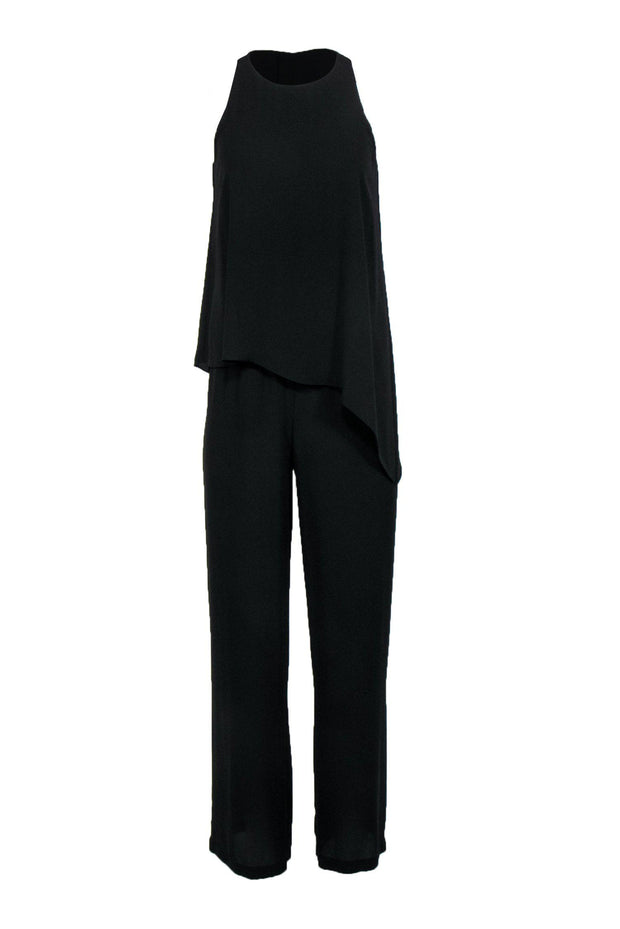 Current Boutique-BCBG Max Azria - Black Sleeveless Wide Leg Jumpsuit w/ Layered Top Sz XS