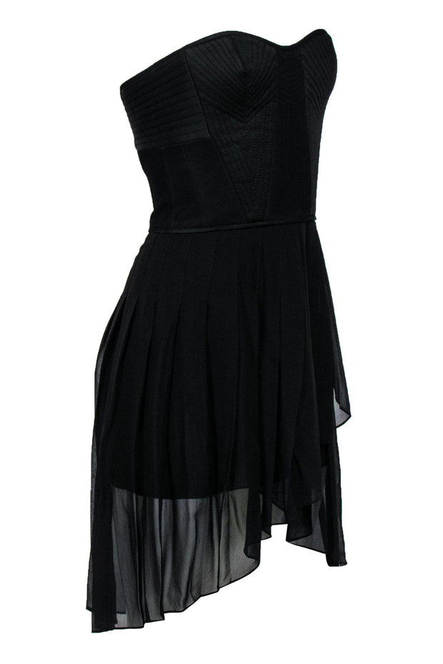 Current Boutique-BCBG Max Azria - Black Strapless Bustier-Style Strapless Fit & Flare Dress Sz 0