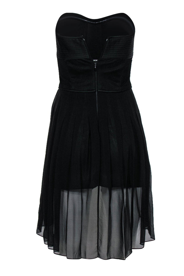 Current Boutique-BCBG Max Azria - Black Strapless Bustier-Style Strapless Fit & Flare Dress Sz 0