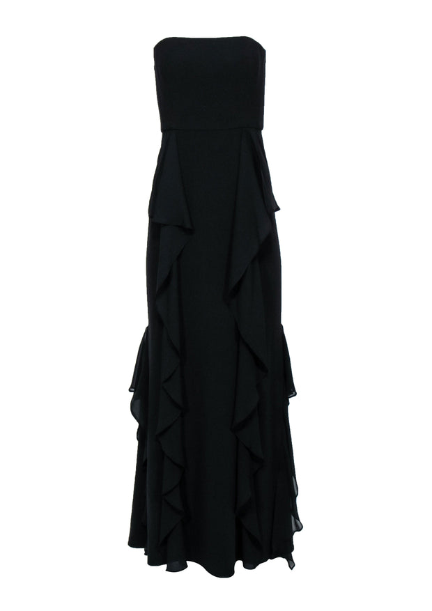 Current Boutique-BCBG Max Azria - Black Strapless Maxi Dress w/ Ruffles Sz M