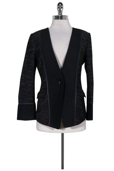 Current Boutique-BCBG Max Azria - Black Tweed & Knit Blazer Sz XS