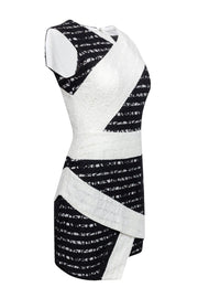 Current Boutique-BCBG Max Azria - Black & White Lace Sheath Dress Sz 2