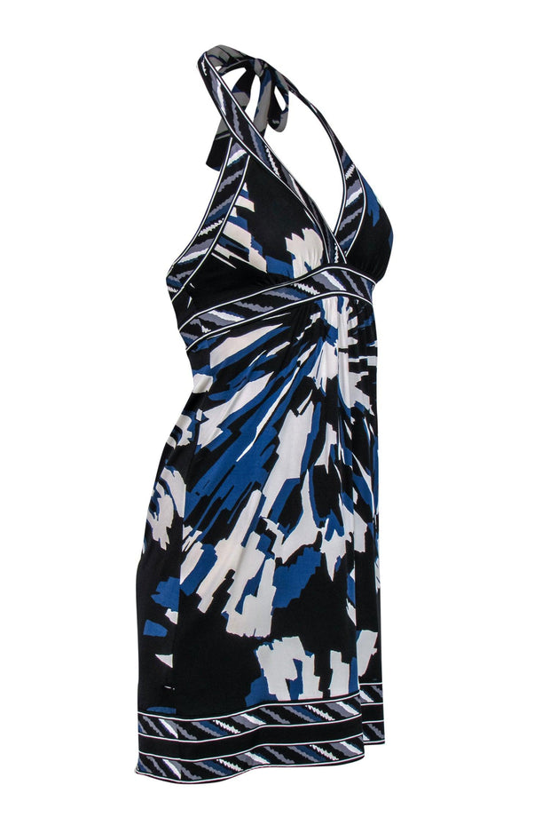 Current Boutique-BCBG Max Azria - Blue, Black & White Printed Halter Dress Sz XXS