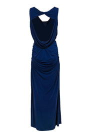 Current Boutique-BCBG Max Azria - Blue Draped Sleeveless Gown w/ Back Cutout Sz L