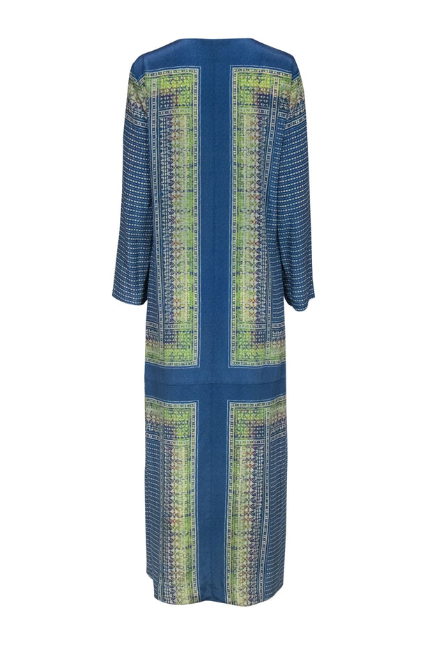 Current Boutique-BCBG Max Azria - Blue & Green Printed Silk Maxi Dress Sz M