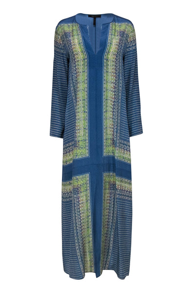 Current Boutique-BCBG Max Azria - Blue & Green Printed Silk Maxi Dress Sz M