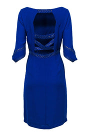 Current Boutique-BCBG Max Azria - Blue Long Sleeve Open Back Studded Dress Sz M