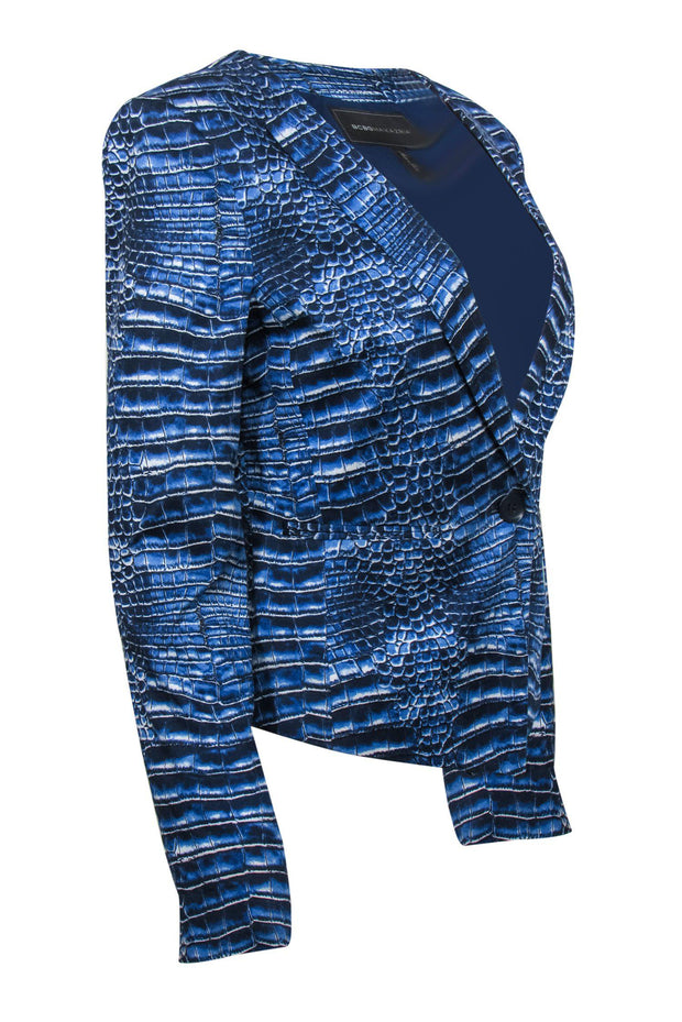 Current Boutique-BCBG Max Azria - Blue Snakeskin Printed Blazer Sz M