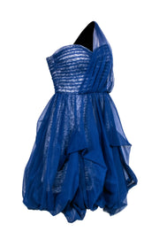 Current Boutique-BCBG Max Azria - Blue Tulle One Shoulder Dress w/ Leopard Print Underlay Sz 8