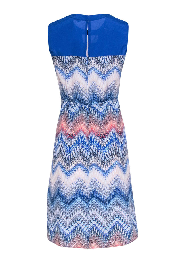 Current Boutique-BCBG Max Azria - Blue & White Zig-Zag Print Sleeveless Dress Sz 4