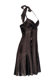 Current Boutique-BCBG Max Azria - Brown Silk & Satin Pleated Halter Dress Sz 0