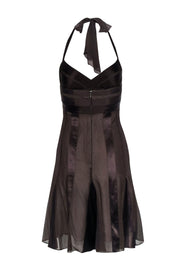 Current Boutique-BCBG Max Azria - Brown Silk & Satin Pleated Halter Dress Sz 0