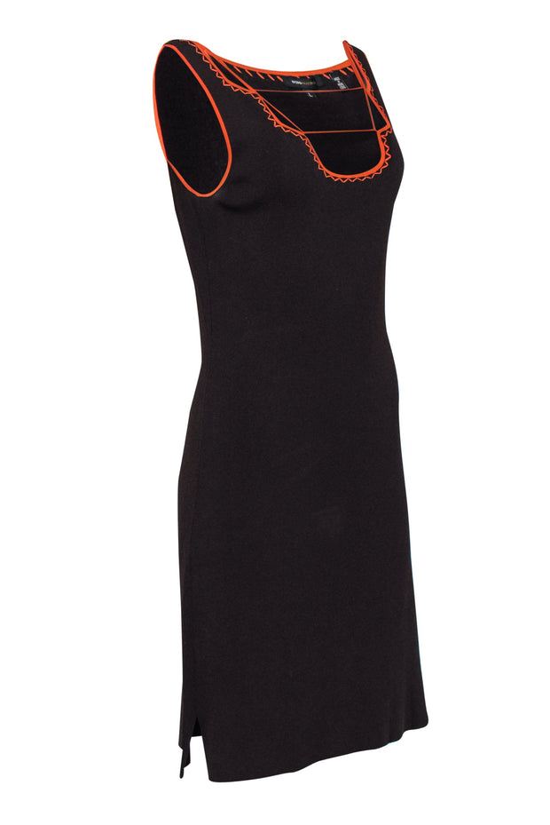 Current Boutique-BCBG Max Azria - Brown Sleeveless Midi Dress w/ Orange Trim Sz L