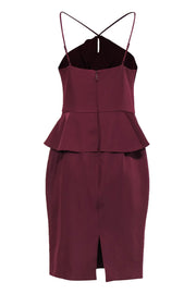 Current Boutique-BCBG Max Azria - Burgundy Sleeveless Ruffled Halter-Style Sheath Dress Sz 10