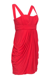 Current Boutique-BCBG Max Azria - Coral Pleated Bodice Draped Skirt Sleeveless Mini Dress Sz M