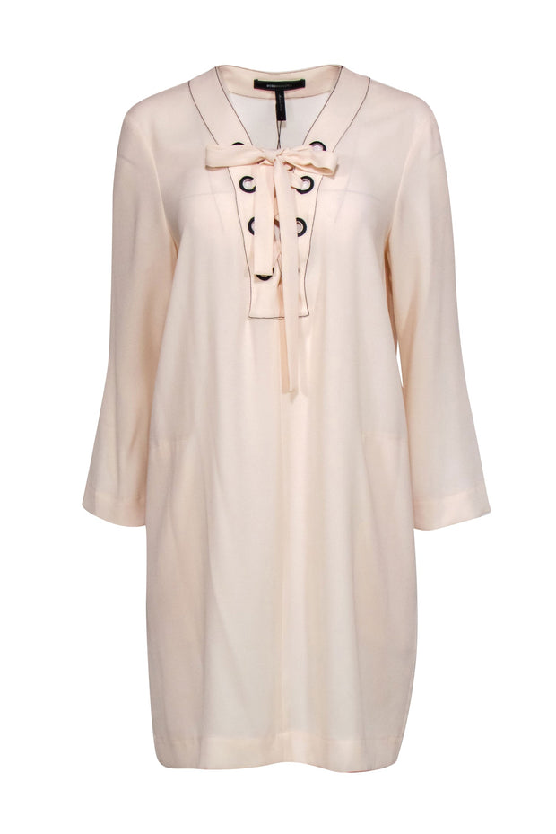 Current Boutique-BCBG Max Azria - Cream Lace-Up "Tonya" Dress w/ Pockets Sz S