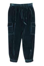 Current Boutique-BCBG Max Azria - Dark Teal Velvet Cargo-Style Jogger Pants Sz XS