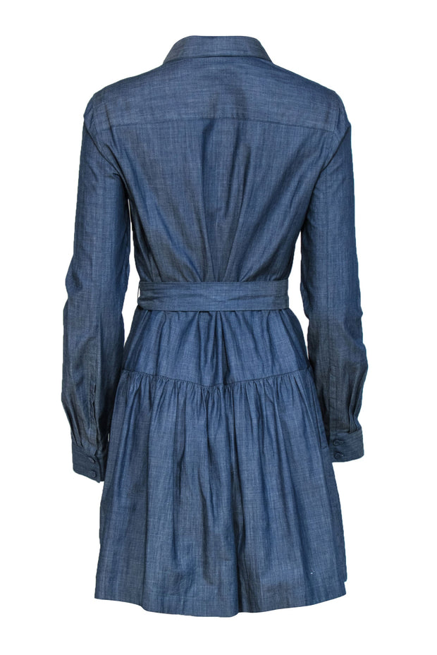 Current Boutique-BCBG Max Azria - Dark Wash Chambray Button-Up Belted Shirtdress Sz S