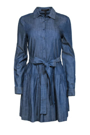 Current Boutique-BCBG Max Azria - Dark Wash Chambray Button-Up Belted Shirtdress Sz S