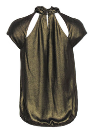 Current Boutique-BCBG Max Azria - Gold Cap Sleeve Top w/ Cutouts Sz M