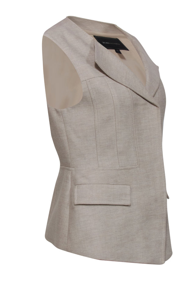 Current Boutique-BCBG Max Azria - Khaki Woven Cotton Zip-Up Vest Sz S