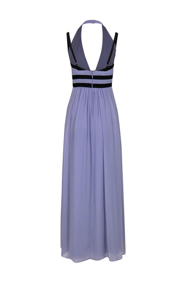 Current Boutique-BCBG Max Azria - Lavender Pleated Halter-Style Sleeveless Gown w/ Black Trim Sz 2