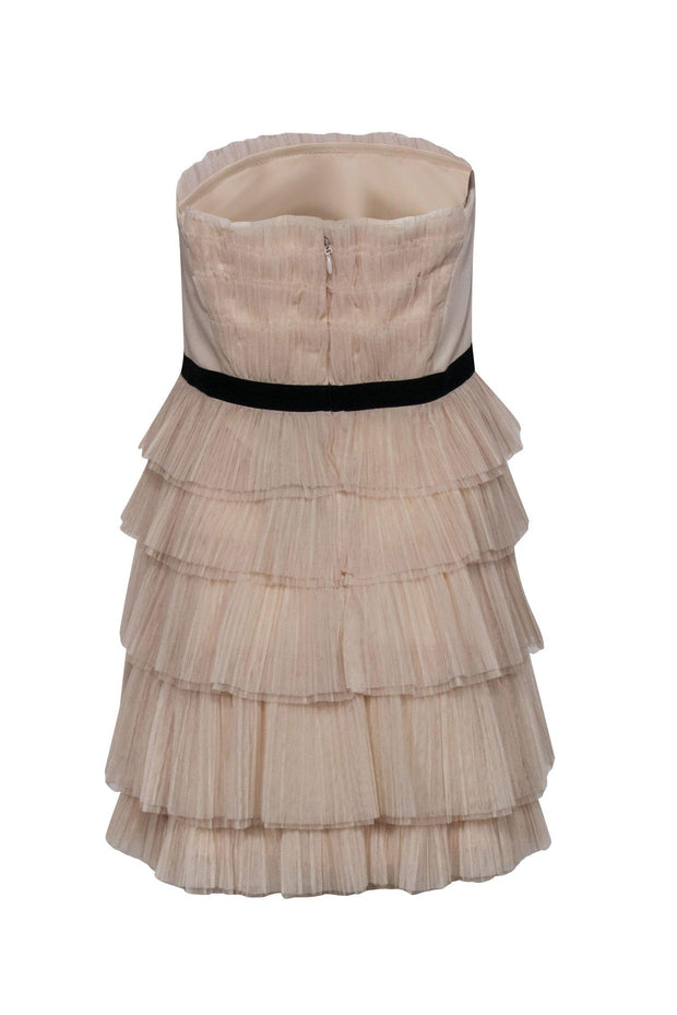 Current Boutique-BCBG Max Azria - Light Pink Strapless Pleated Tiered Fit & Flare Dress Sz 12