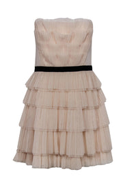 Current Boutique-BCBG Max Azria - Light Pink Strapless Pleated Tiered Fit & Flare Dress Sz 12