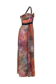 Current Boutique-BCBG Max Azria - Multicolor Printed Metallic One-Shoulder Gown Sz 8