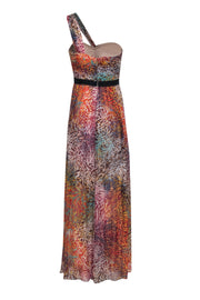 Current Boutique-BCBG Max Azria - Multicolor Printed Metallic One-Shoulder Gown Sz 8