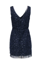 Current Boutique-BCBG Max Azria - Navy Metallic Rose Applique Sheath Dress Sz 8