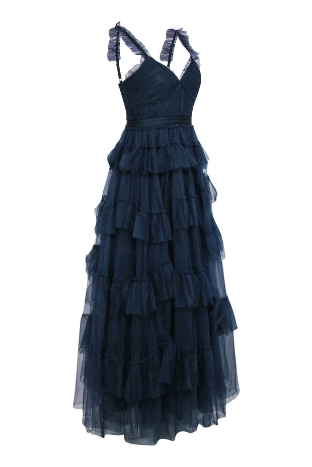 Current Boutique-BCBG Max Azria - Navy Tulle & Tiered Maxi Dress Sz 4