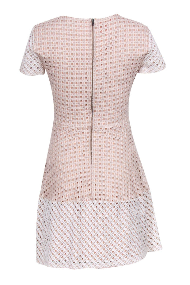 Current Boutique-BCBG Max Azria - Nude & White Open Mesh Fit & Flare Dress Sz S