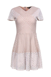 Current Boutique-BCBG Max Azria - Nude & White Open Mesh Fit & Flare Dress Sz S