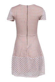 Current Boutique-BCBG Max Azria - Nude & White Short Sleeve Lace Eyelet Mini Dress Sz XS