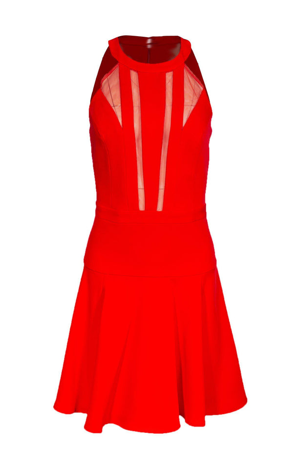 Current Boutique-BCBG Max Azria - Red High Dress w/ Mesh Inserts Sz 8