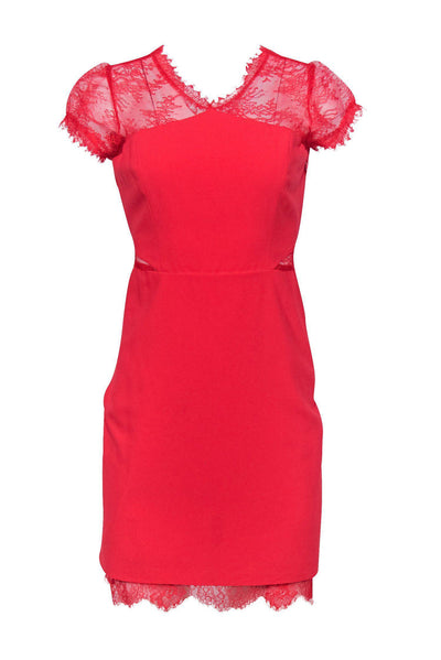 Current Boutique-BCBG Max Azria - Red Lace Cutout Sheath Dress Sz 10