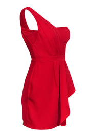 Current Boutique-BCBG Max Azria - Red One-Shoulder Draped Sheath Dress Sz 2