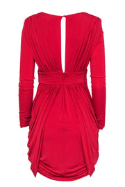 Current Boutique-BCBG Max Azria - Red Plunge Draped "Lark" Cocktail Dress w/ Ruching Sz S