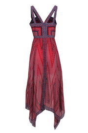 Current Boutique-BCBG Max Azria - Red, White & Blue Tribal Print Sleeveless Silk Maxi Dress Sz 8