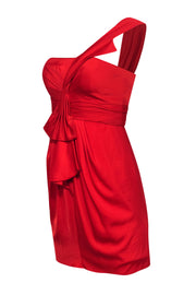 Current Boutique-BCBG Max Azria - Ruby Red One-Shoulder Mini Dress w/ Bow Sz 2